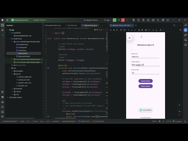 Android CRUD Application : Mahasiswa App.
