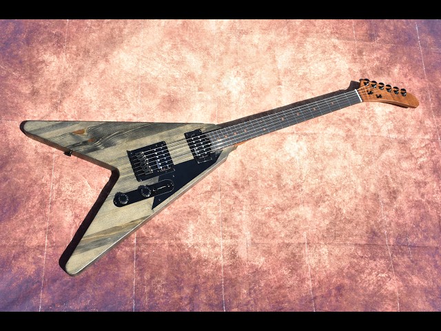 Description for Flying-V Telecaster Hybrid w Explorer Banana-style Headstock HH Black 4Way Wilkinson