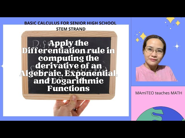 Differentiation Rule of an Algeraic, Exponential and Logarithmic Functions | MAmiTEO teaches MATH