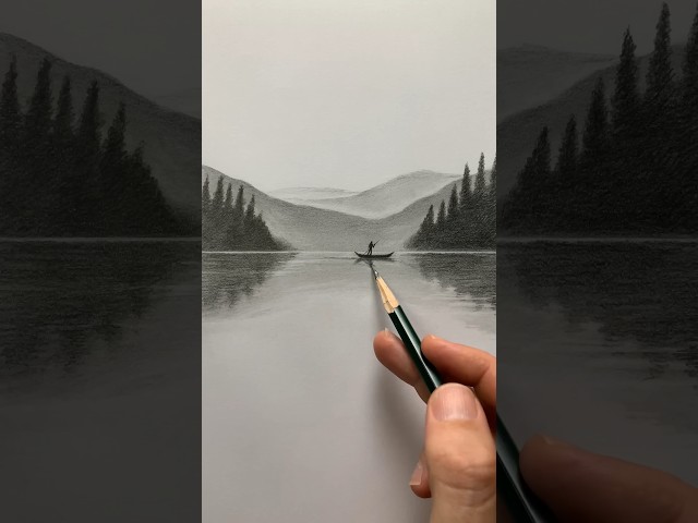 Desenho de Paisagem fácil 🛶 tutorial passo a passo