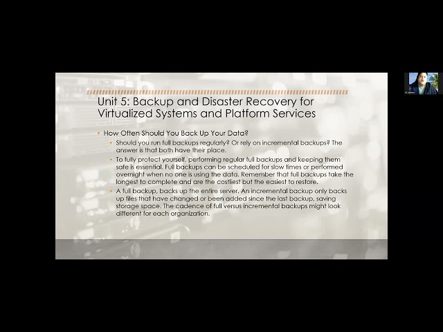 CTIS 17 Unit 5 Backup and Disaster Recovery for Virtualized Systems and Platform Services