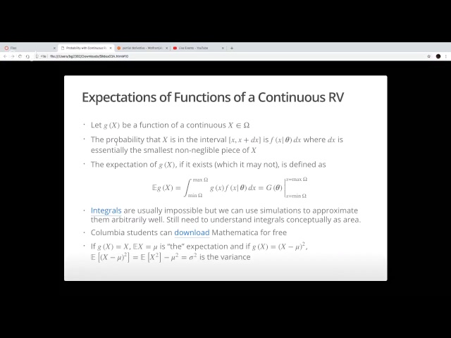 Probability with Continuous Random Variables (GR5065 2019-02-05)