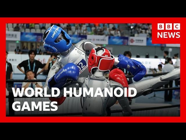 Robots compete in football, boxing and sprinting at World Humanoid Games in China | BBC News