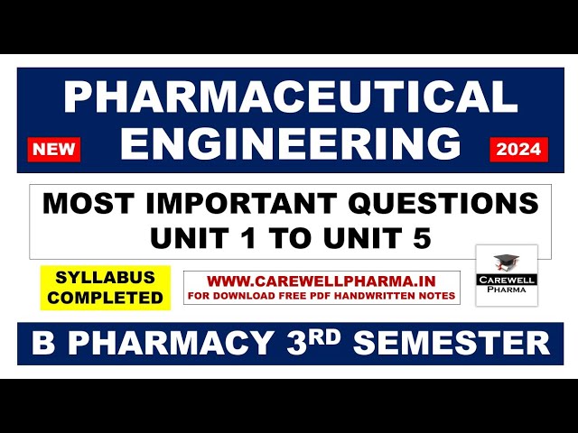 Pharmaceutical Engineering 3rd Semester Important Questions || B Pharmacy 3rd Semester || C. Pharma