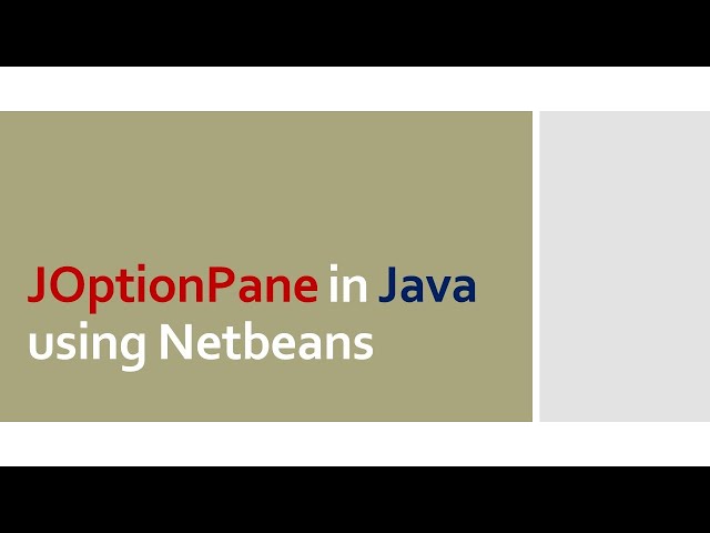 Computer Programming 1: Getting Input using JOptionPane