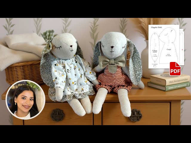 Bunny doll with dress: sewing patterns and step-by-step tutorial
