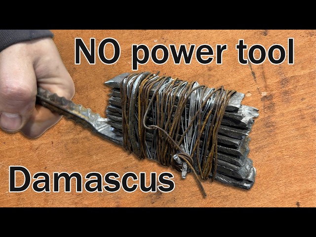 Making Damascus knife with No Power tools (except a vacuum cleaner)