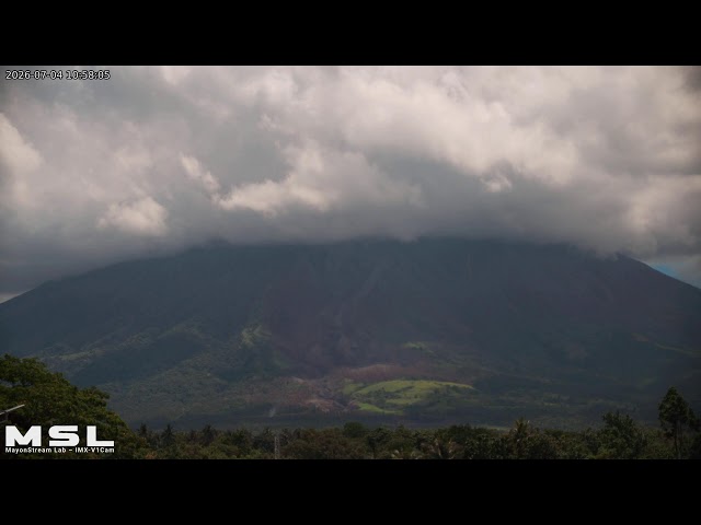 Jul-03-2026 23:00 (PST) Mayon Volcano Eruption, PH (SSW view) [RPi IMX-V1cam] #volcanoreplay