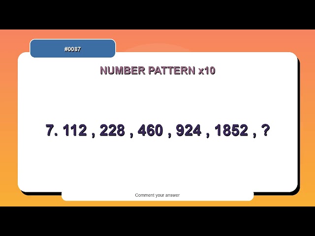 Number Pattern Challenge #0087 | 10 Number Pattern Practice Questions