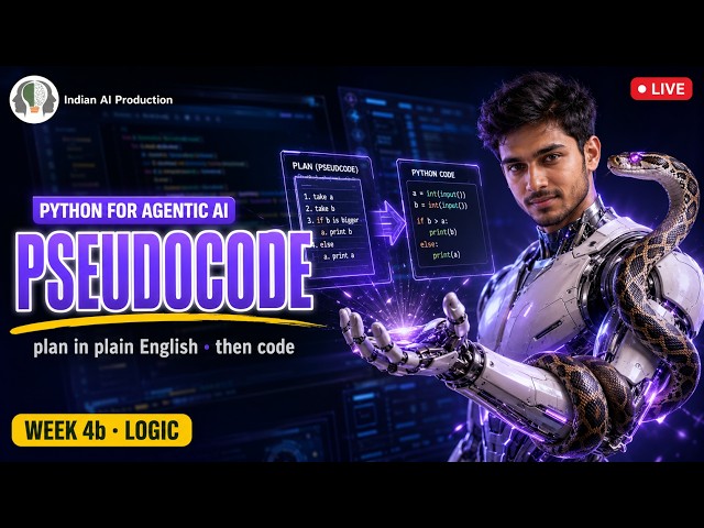 Pseudocode in Python — Plan Before You Code (Hindi)  Agentic AI 🔴 W4b·P2