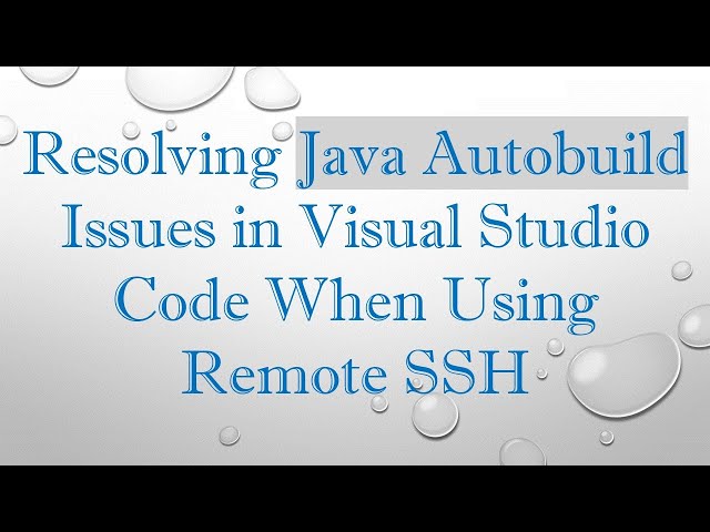 Resolving Java Autobuild Issues in Visual Studio Code When Using Remote SSH