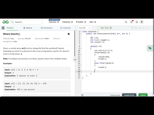 Binary Search in Sorted Array | Find First Occurrence | Easy DSA Problem Explained