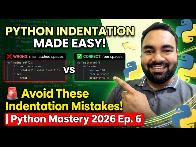 Python Syntax Made EASY! 🚨 Avoid These Indentation Mistakes | Python Mastery 2026 Ep. 6