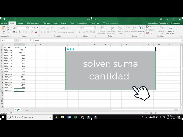 Tutorial solver: Encontrar una suma de una cantidad específica (Excel)