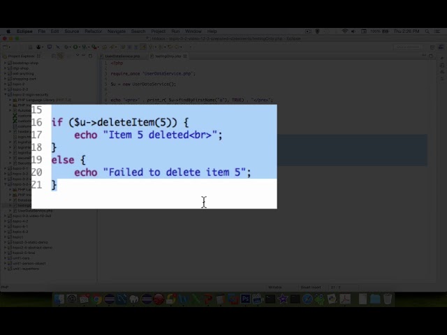PHP mySQL DAO example deleteItem method
