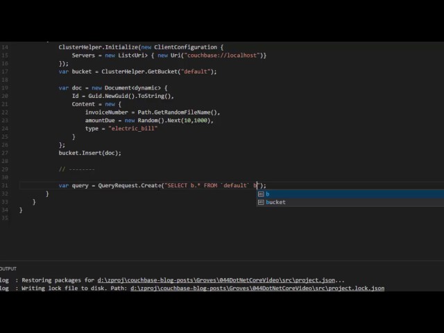 .NET Core and Visual Studio Code (and Couchbase)