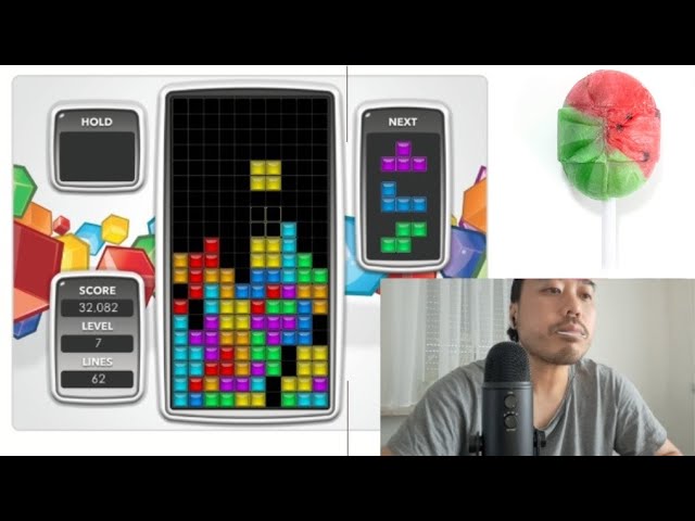 ASMR Eating Watermelon Lollipop & Playing TETRIS 🎮🧩 Licking Sounds & Keyboard Sounds