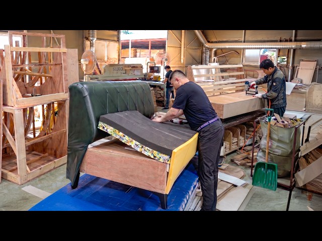Insane Furniture Making Skill! This Factory Builds Leather Sofa Fast Through Split Workflow