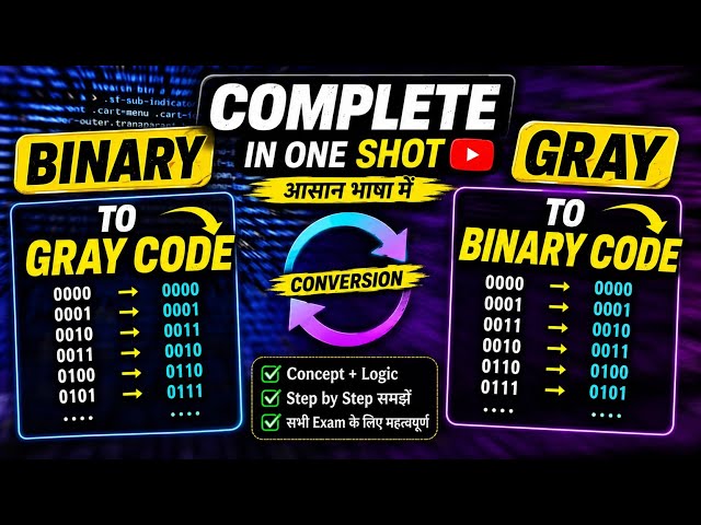 Binary to Gray Code Conversion | Digital Electronics | Gray to Binary code Conversion |  In One Shot