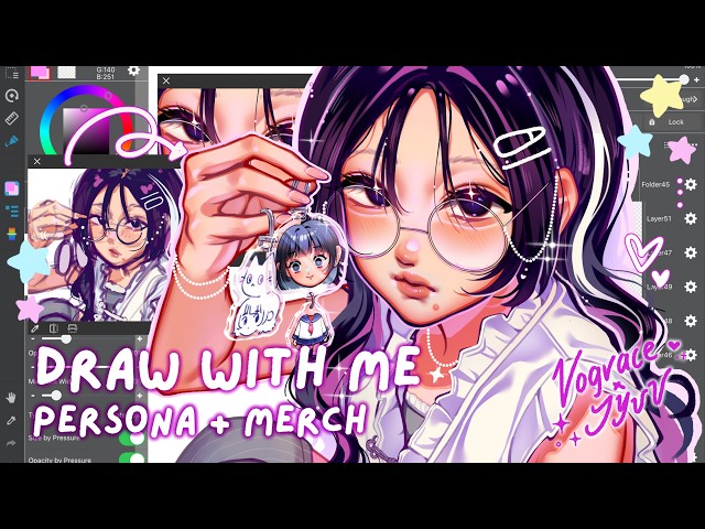 ·˚draw with me | new OC + merch (ft. VOGRACE) | Real Time Drawing