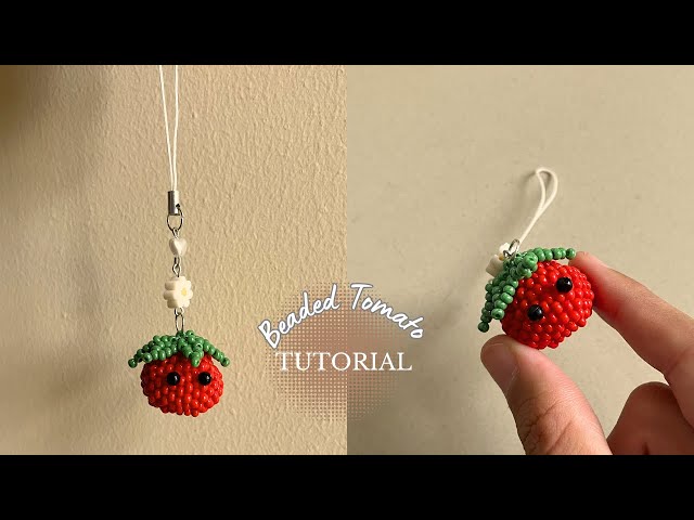 DIY Kawaii Beaded Tomato Tutorial 🍅 | Cute Peyote Stitch Keychain Charm