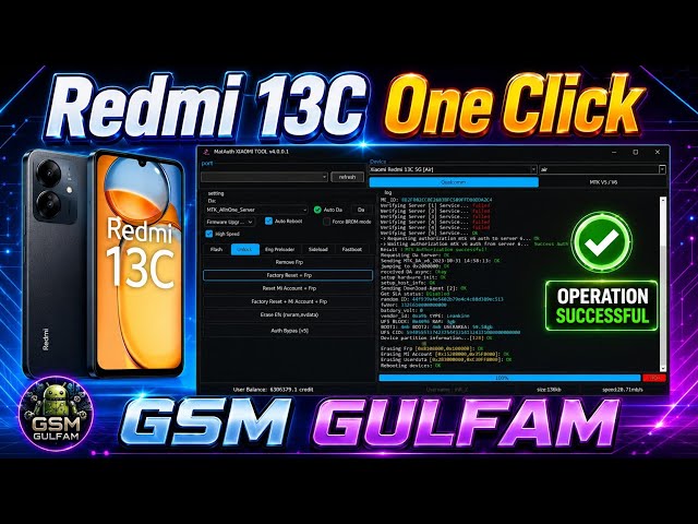 MAT AUTH TOOL All Xiaomi MI 13C FRP Bypass Qualcomm/MTK 0.1 Credit only |  Xiaomi Auth Tool