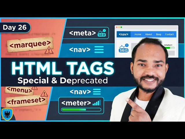 HTML Special & Old Tags Explained (Hindi) | Marquee, Meta, Nav, Menu & More | Cyber Gita