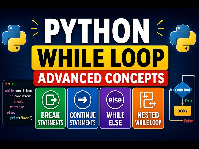 Python While Loop Advanced Concepts | Break, Continue, While Else & Nested While Loop