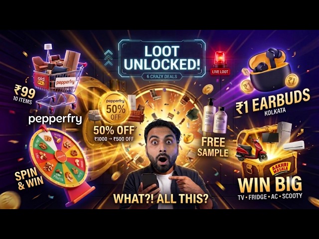 Pepperfry 10 Items ₹99 & Flat 50% Off | Instamart Loot | ₹1 Earbuds | Win Scooty, TV & More