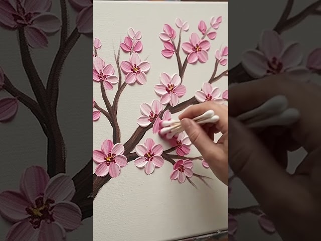 Cotton Swab Flower Painting 🌸🎨 | Satisfying DIY Art #Shorts