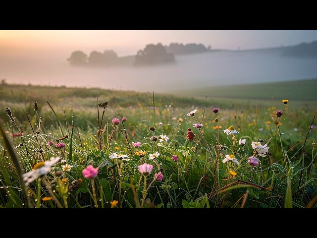 Early Morning Spring Meadow Ambience | Peaceful Birds, Bees & Cuckoo Sounds | 4K