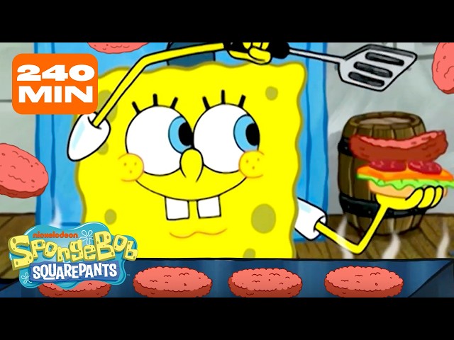 4 Hours of SpongeBob Working at the Krusty Krab 🍔 | SpongeBob