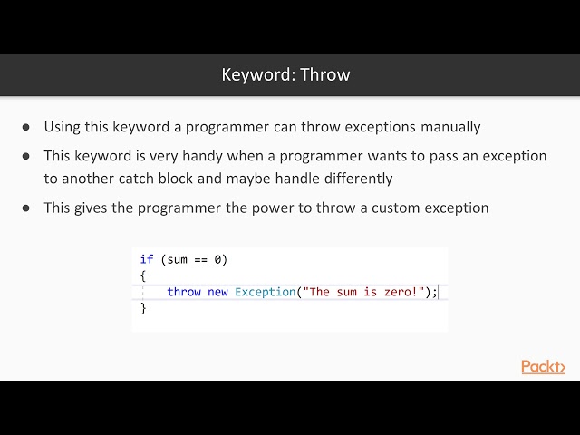 Learning Object Oriented Programming with C# 7 : Exception Handling | packtpub.com
