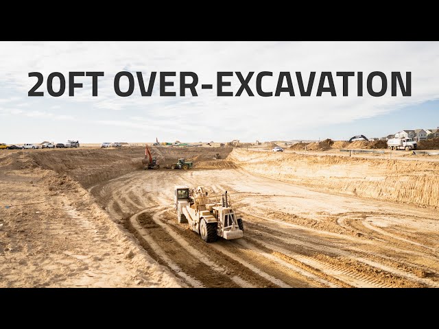 Digging 20 Feet of Over-excavation for New Houses in Colorado