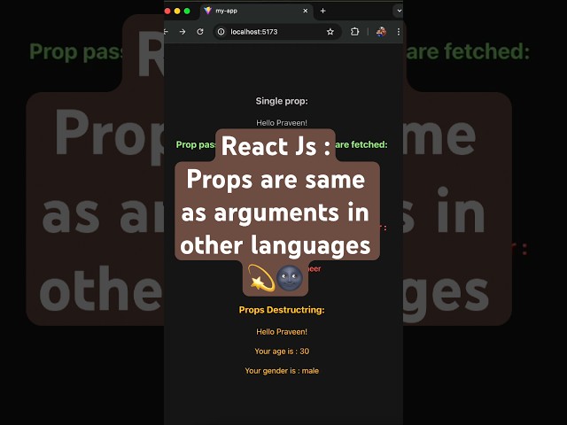 Props in react #reactjs  #reactprops  #reactjstutorial #reactjscourse