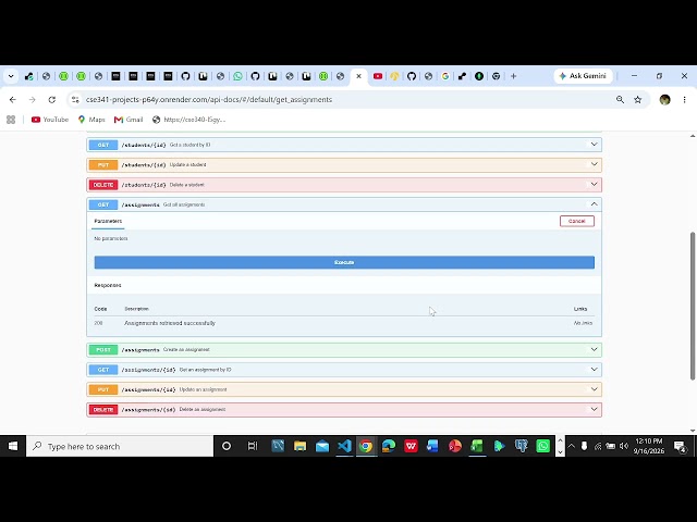 cse341 week03 project Student Assignment Tracker API