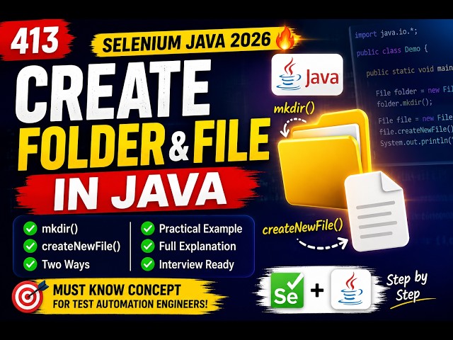 413. Creating a folder and file in Java (Selenium Java 2026)