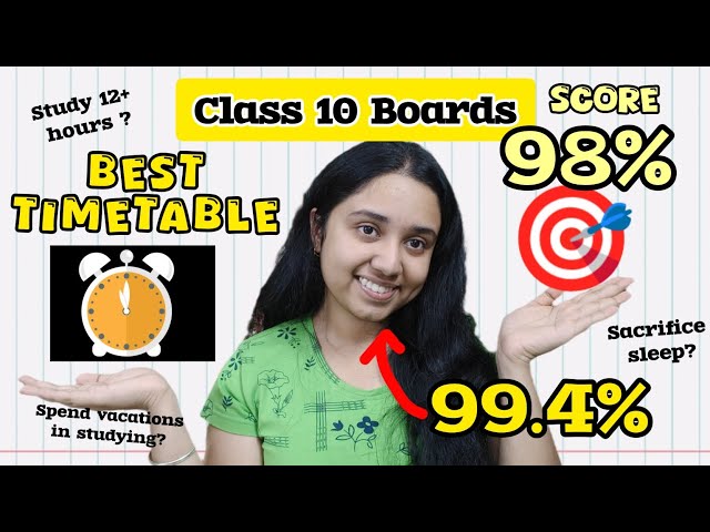 Best TIMETABLE for class 10 BOARDS 🔥🎯| 99.4%| TOPPER'S TIMETABLE #class10 #icse #cbse