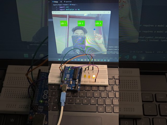 AI Hand Gesture Control LEDs Using Python, OpenCV, MediaPipe & Arduino 🔥🤖  #arduinoproject #robotics