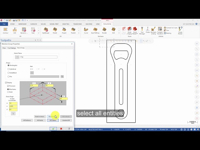 Mastercam 2019 Mill Essentials Training Tutorial 2 - Machine Definition and Stock Setup