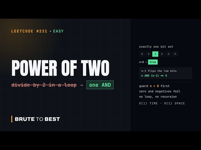 LeetCode #231: Power of Two — The One-Line Bit Trick