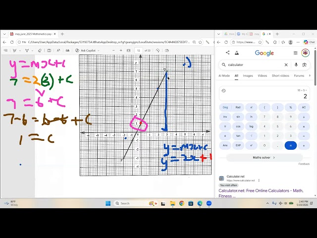 CXC CSEC Mathematics May 2025 Paper 2 questions 4 | Straight line graphs and functions