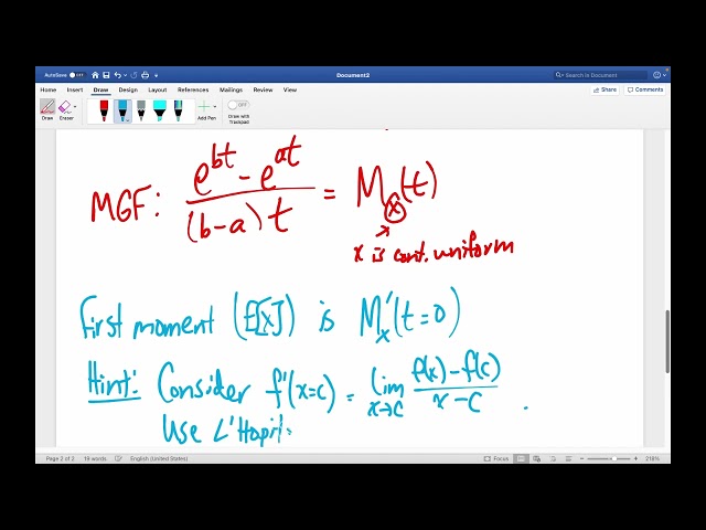 Expected Value of the Continuous Uniform Distribution: Two ways!