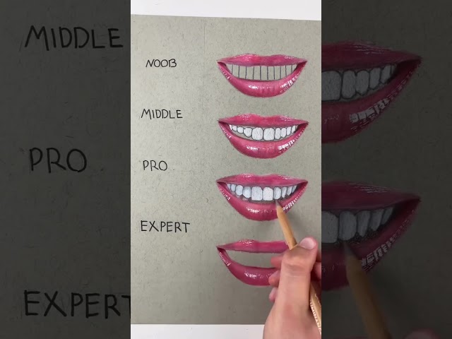 Drawing Teeth🦷 on ✨Different Levels✨ #coloredpencil #realisticdrawing #realism #shorts