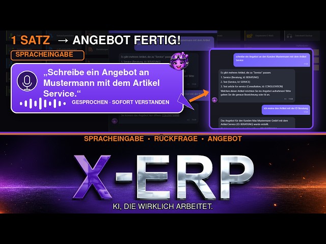 X-ERP - Ein Satz genügt: Der KI-Assistent Xmiley erstellt in X-ERP ein vollständiges Kundenangebot