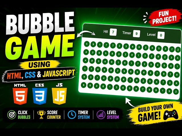 Bubble Game using HTML CSS & JavaScript #BubbleGame #JavaScript #GameDev #Coding #WebDevelopment