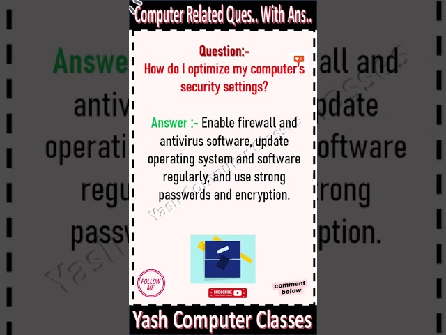How do I optimize my computer's security settings #computerbasics #computer #computerbasiccourse