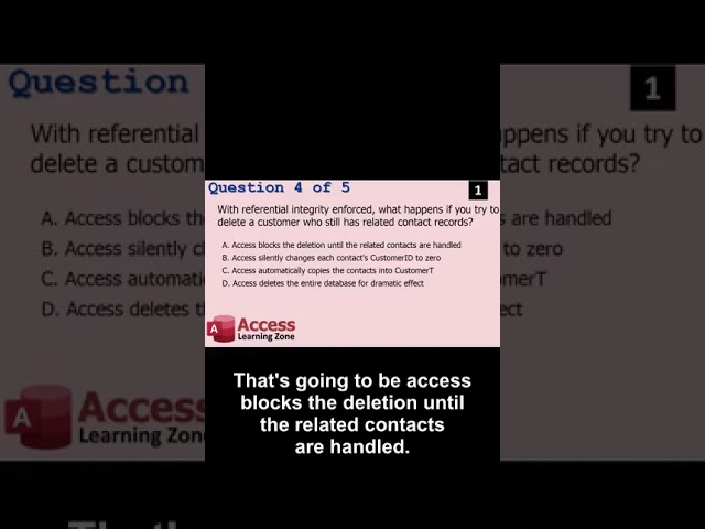 Can You Delete a Customer With Related Contact Records in Microsoft Access? Video Quiz X2.2