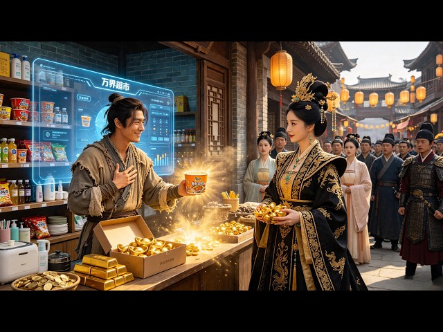 穷小伙被綠後穿越古代，意外激活【萬界超市系統】，在古代開超市，一桶泡麵換一箱黃金，四大國主爭當VIP，女帝主動獻身：「超市缺老闆娘嗎？」
