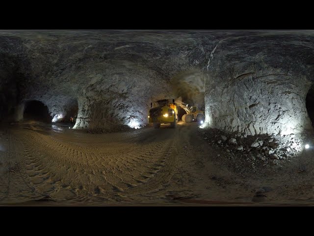 Under Ground Limestone Mine, Ore Loading 360 degree VR video [8k]